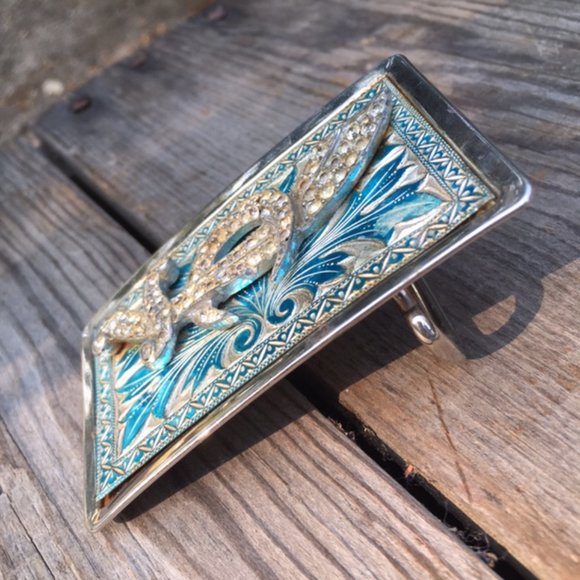 One-of-a-Kind Vintage Cowgirl Cowboy Bling Belt Buckle - Picture 8 of 12